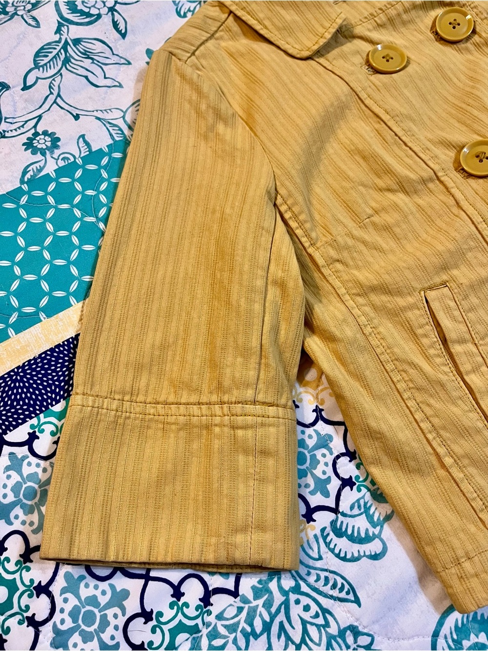 Vintage Fossil Mustard Yellow Double Breasted Jacket NWT (Size: Medium) - Picture 5 of 12